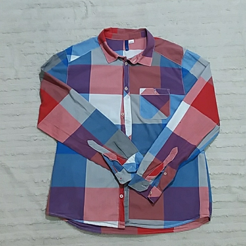 Divided by H&M long sleeve, bold plaid, shirt